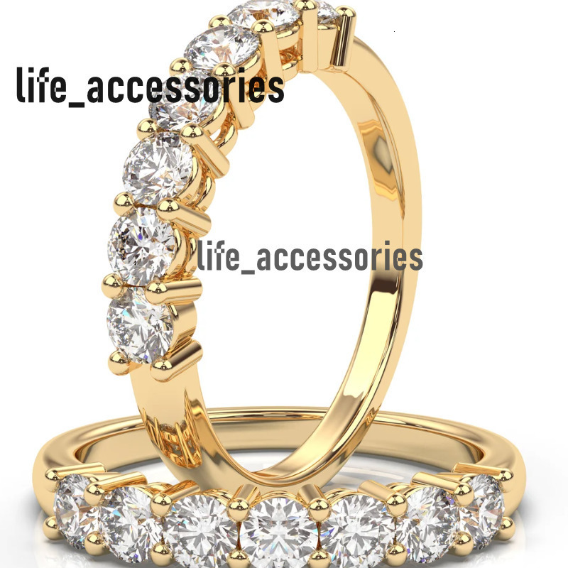 10K Solid Gold Engagement Ring 7 Stone Moissanite Wedding Band Custom Two Tone Moissanite Ring