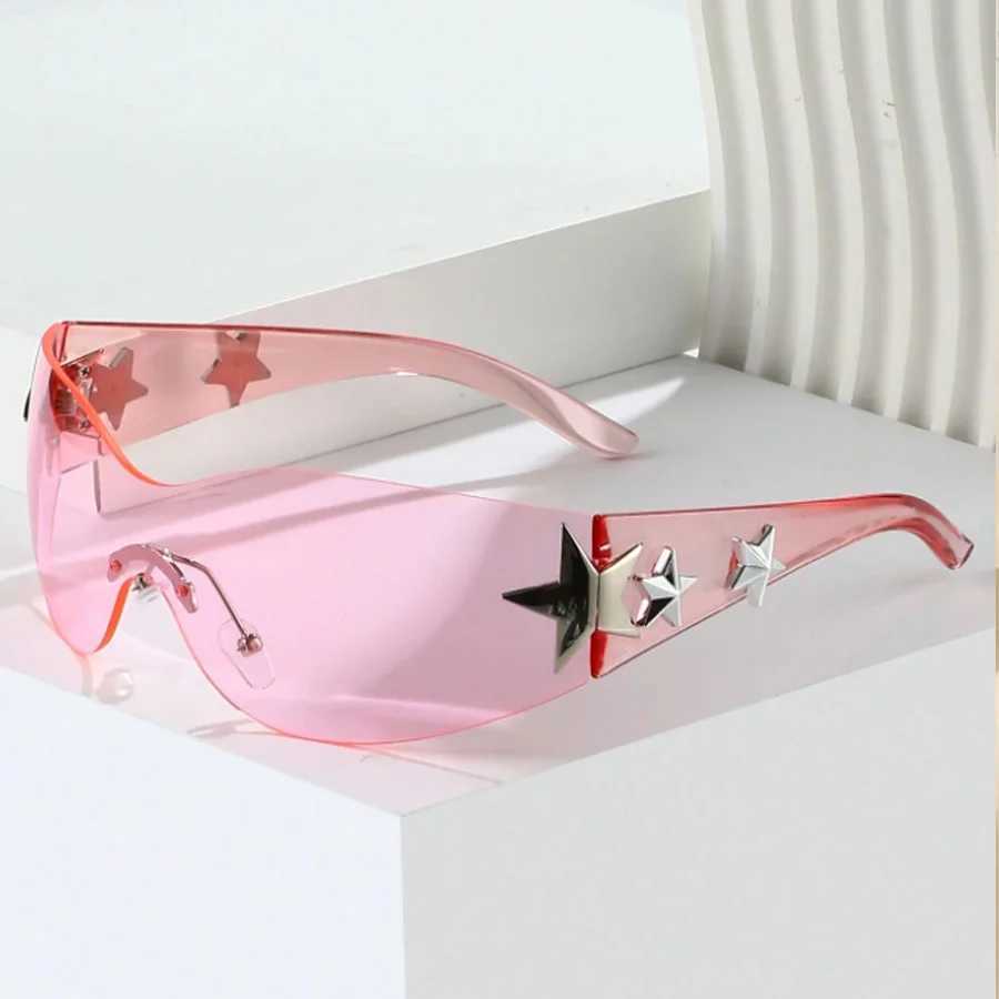 Star Wrap Around Decorative Large Frame Fashion Sunglasses Ladies Y2K Style Cool Summer Party Glasses MenC250412