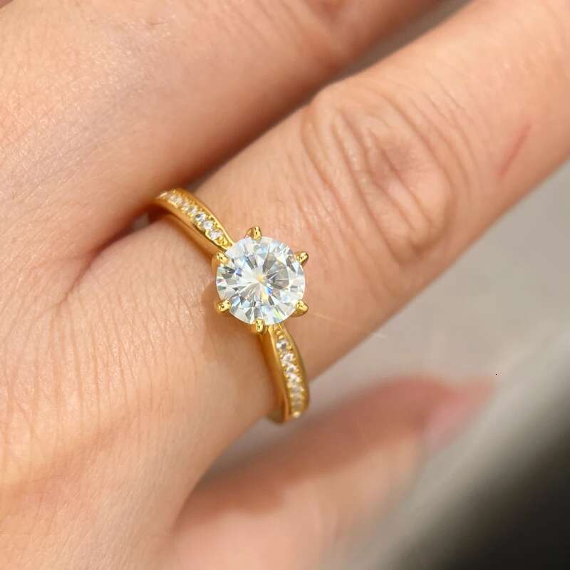 GRA Real 1CT Moissanite Diamond Rings for Women Wedding Engagement 925 Sterling Silver Original Luxury Gemstone Fine Jewelry