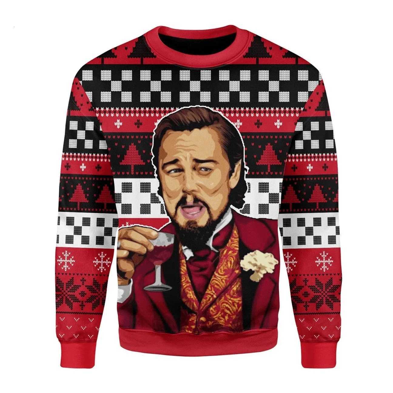 Autumn Winter Clothing Laughing Leonardo DiCaprio Meme Ugly Christmas Sweater Gift Santa Pullover Men 2025 3D Sweatshirt Top W251113