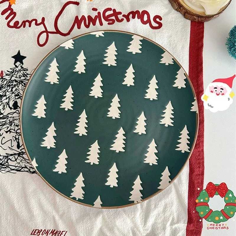 Christmas American Atmosphere Christmas Tree Plate Ins Style Ceramic Western Dish Plate Dessert Plate Y251113
