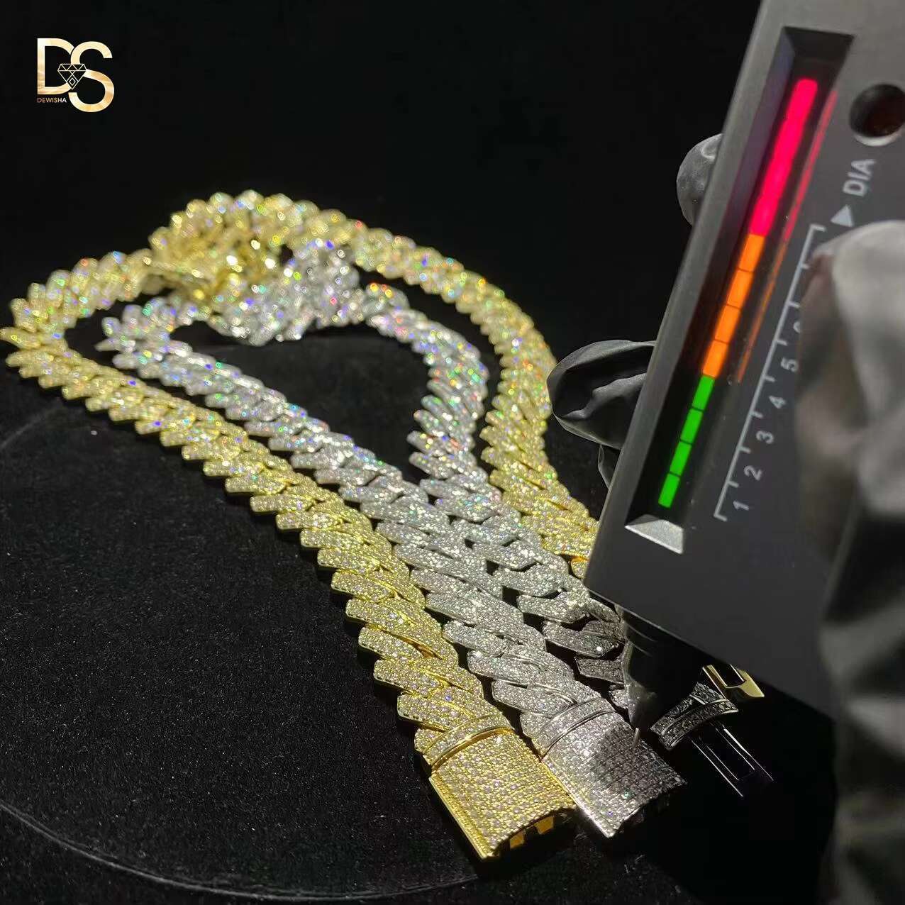 Best Quality 14mm Gold Plated Hip Hop Fashion Jewelry Moissanite Mens Necklace Cuban Link Chain