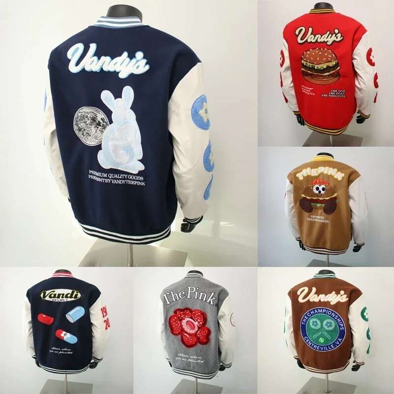 Ready Stock Vandythepink Towel Embroidery Single-breasted Baseball Jackets for Men Women Unisex Casual Loose Fitting Jacket Coat