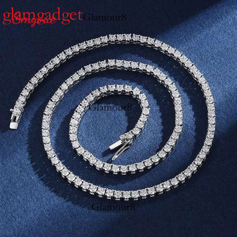 Smyoue 100% S Sterg Sier 4mm Moissanite Tennis Chain Sparkg Lab Dia Necklace Fine Jewelry Certificated