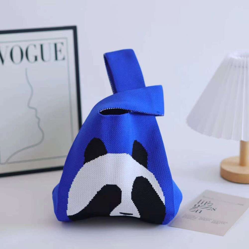designer bag Knitted for women, versatile wrist tote polyester woven bag, panda bag