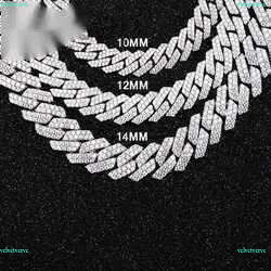 Designer Yu ying Pass test 8-14mm Wide GRA Moissanite dia gold Sterg Sier Cuban k chain for Men Hip Hop Necklace