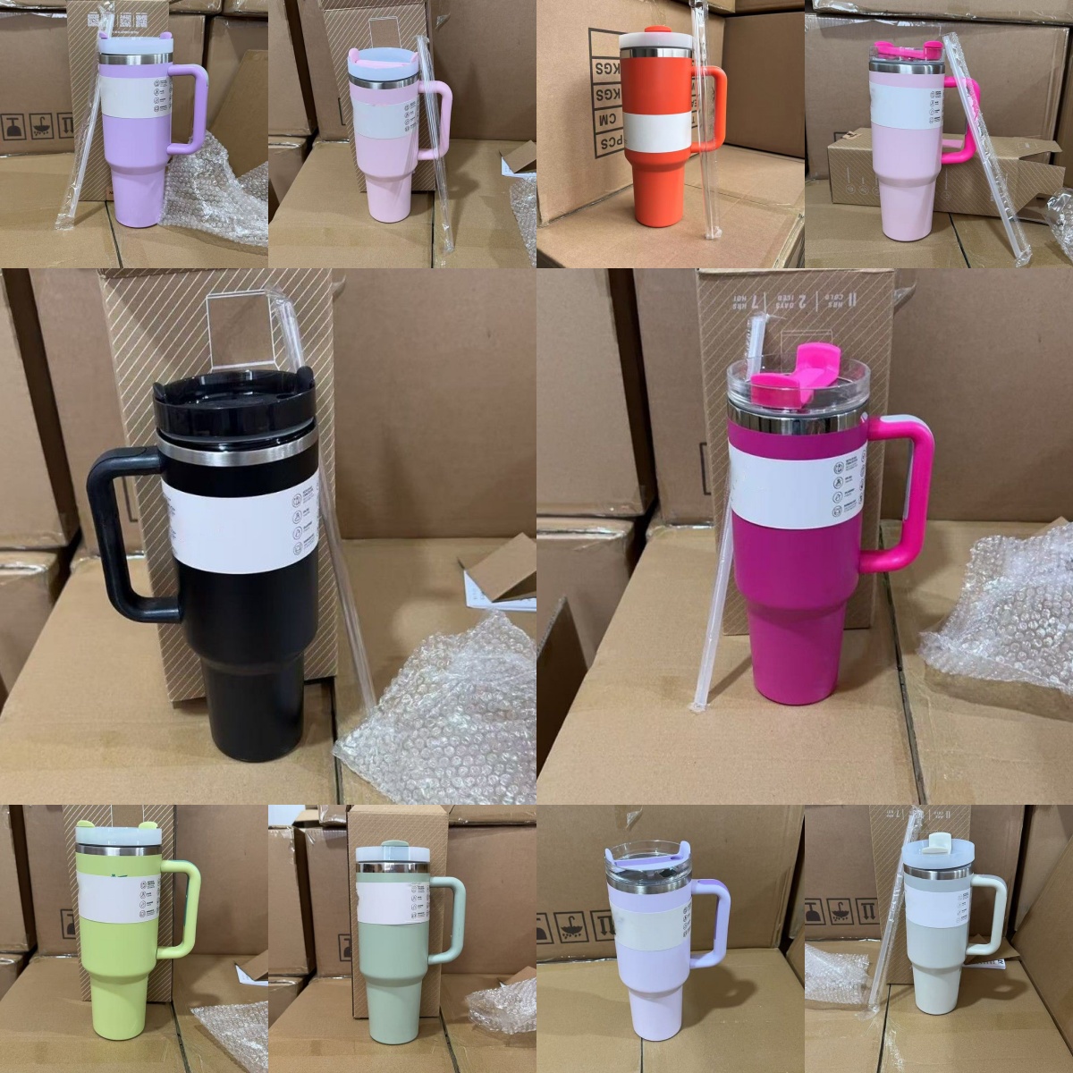 Water Bottles 40oz Handle Straw Vacuum Insulated Car Mug Star Blue Lid Stainless Steel Double Wall Thermal Cup with Large Capacity and Handle Iced Travel Cup