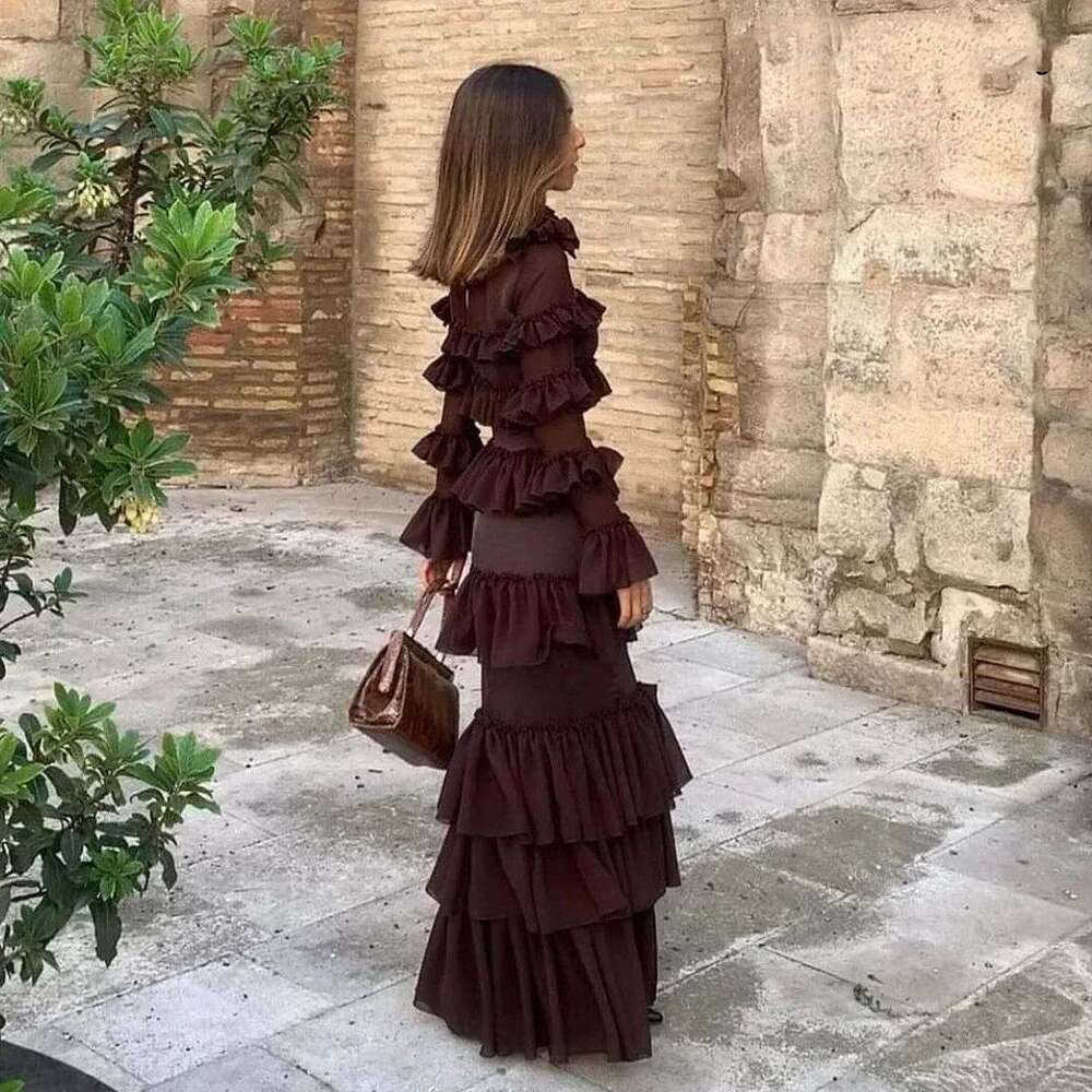 Jirocum Elegant Mermaid Prom Dress Women's Ruffled Tiered O Neck Party Evening Gown Or Length 2024 Formal Ocn Dresses