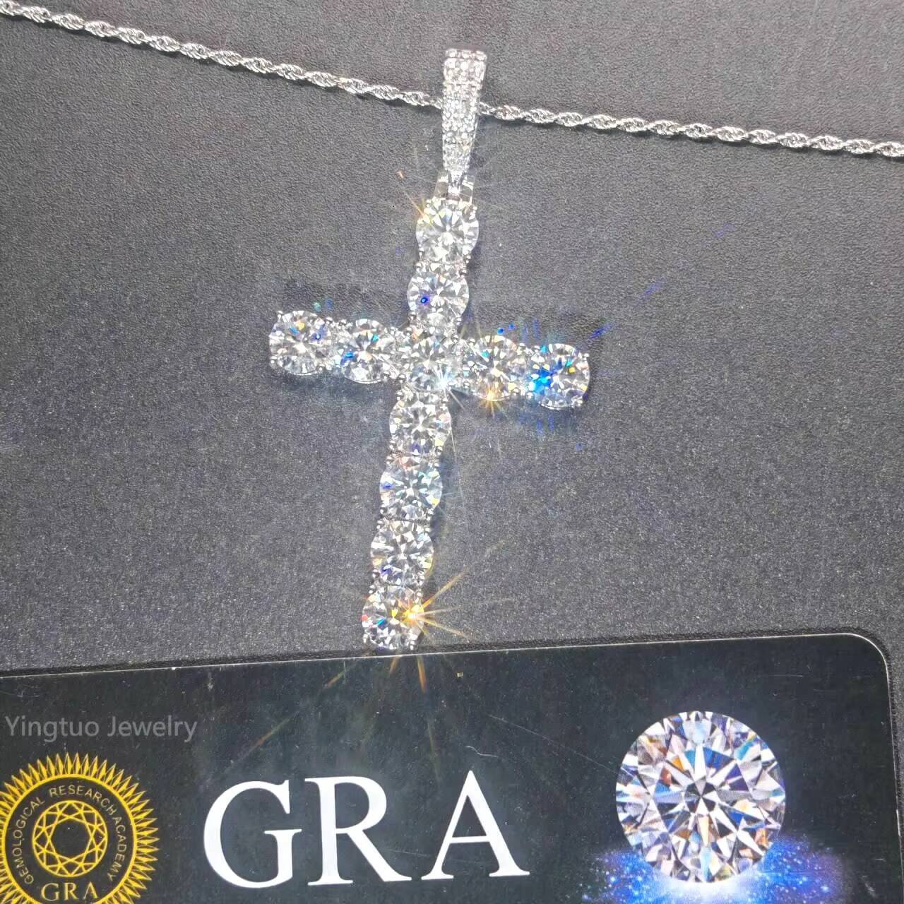 Hot Sale Hip Hop 5mm Round Bright Cut 925 Silver Moissanite Necklace for Anniversary Celebration