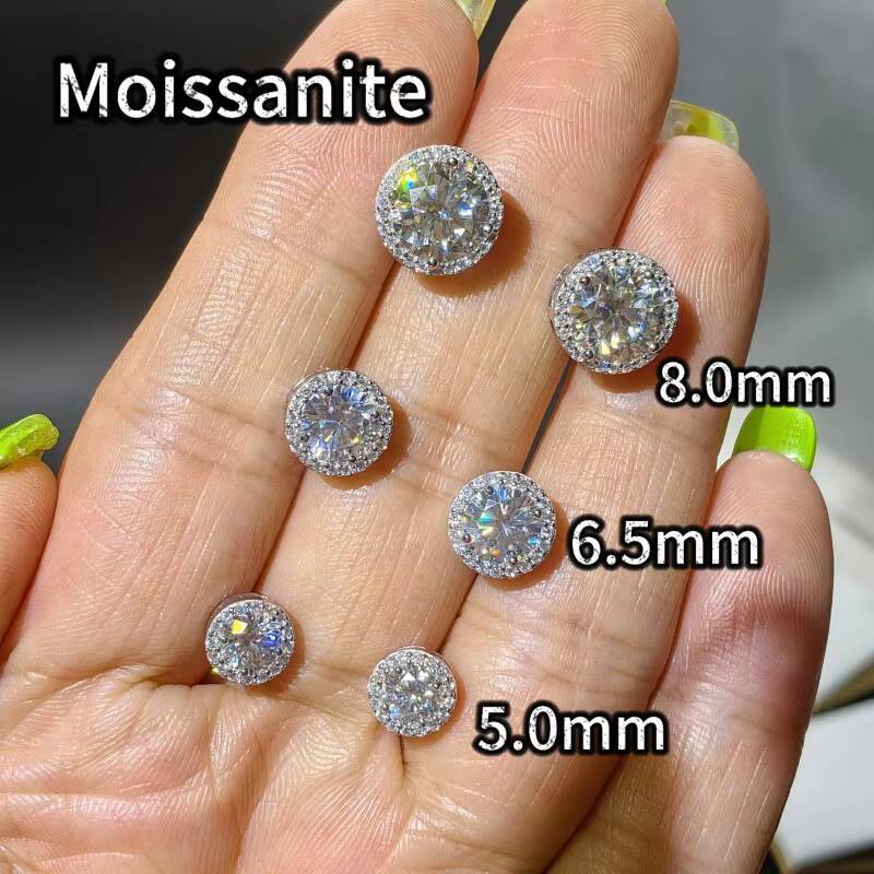 2025 New Arrival Hip Hop Earrings 50mm 65mm 80mm S925 18K White Gold Plated Pass Test D VVS1 Moissanite Earrings