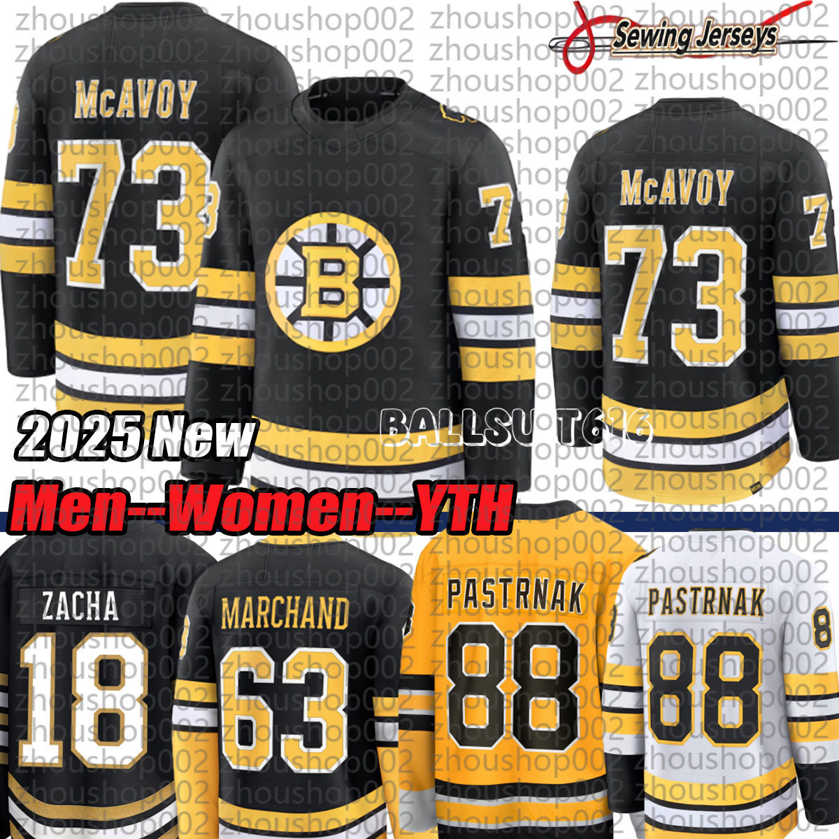 88 David Pastrnak Jersey 63 Brad Marchand BostonS Bruins Jersey Hampus Lindholm Jeremy Swayman Charlie Coyle Hockey Jerseys 2025 2026