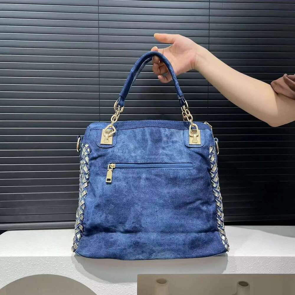 Women's Fashion Denim Handbag Large Capacity Gradient Dia Square Shoulder Crossbody Bag