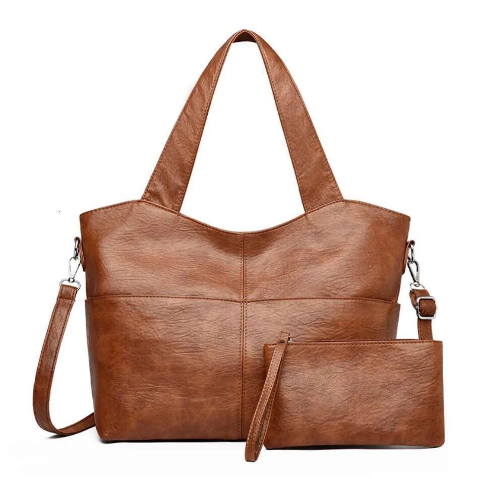 Solid Shoulder Bags For Women 2025 High-Quality Soft Leather Crossbody Handbags Lady High-Capacity Travel Shopper Bag Sac A Main
