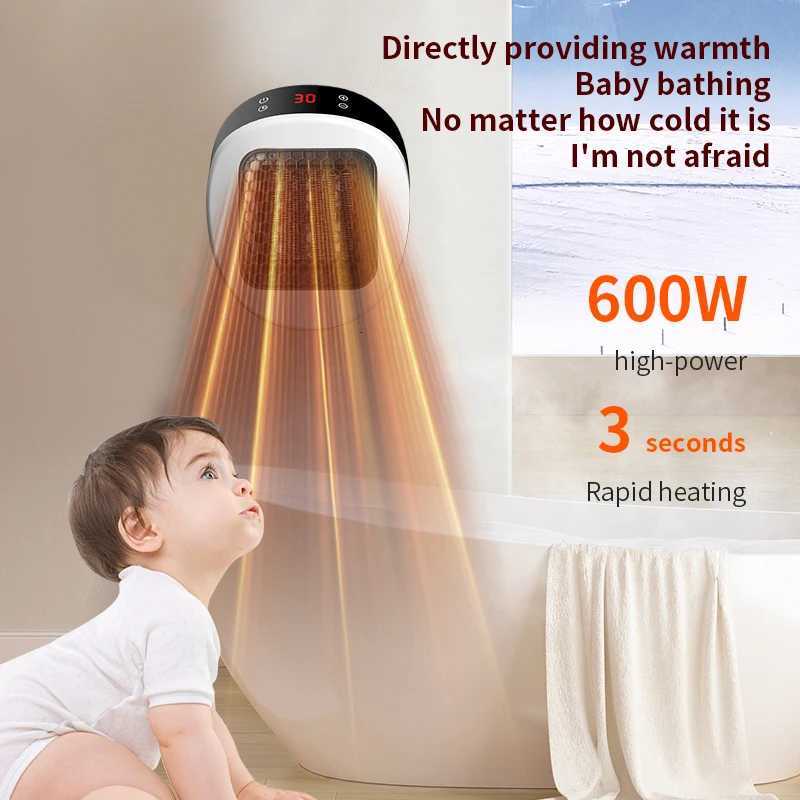 NEW 800W Electric Portable Heater for Small Bathroom Heating Fans Wall Mounted PTC Ceramic Electric Heater with Remote Control Y251113