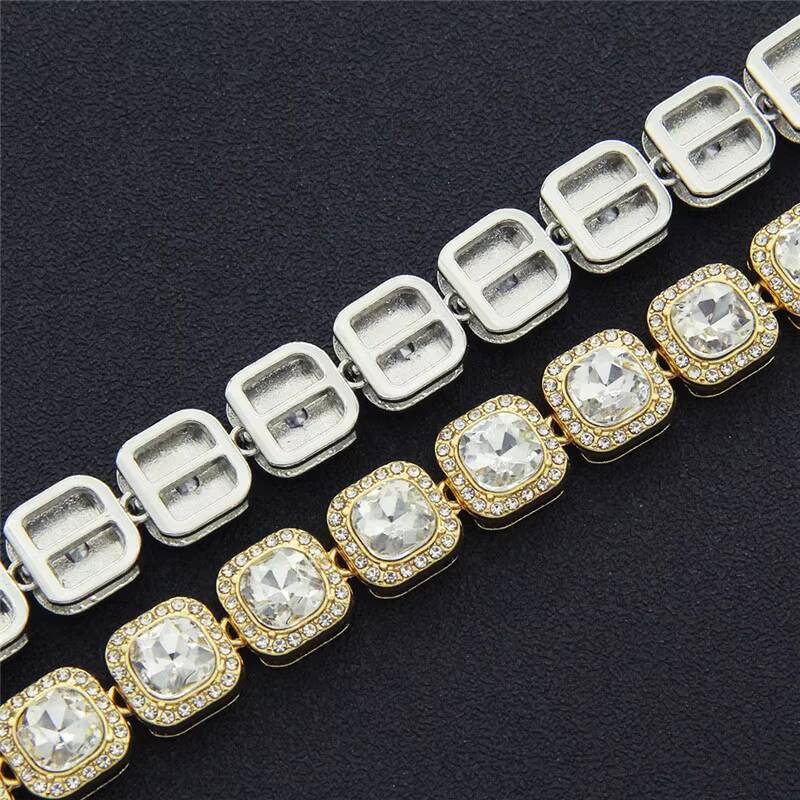 925 Silver VVS Moissanite Tennis Necklace Iced Out Chain Rock Sugar Style Hiphop Jewelry Yellow White Rose Gold Plated 8mm
