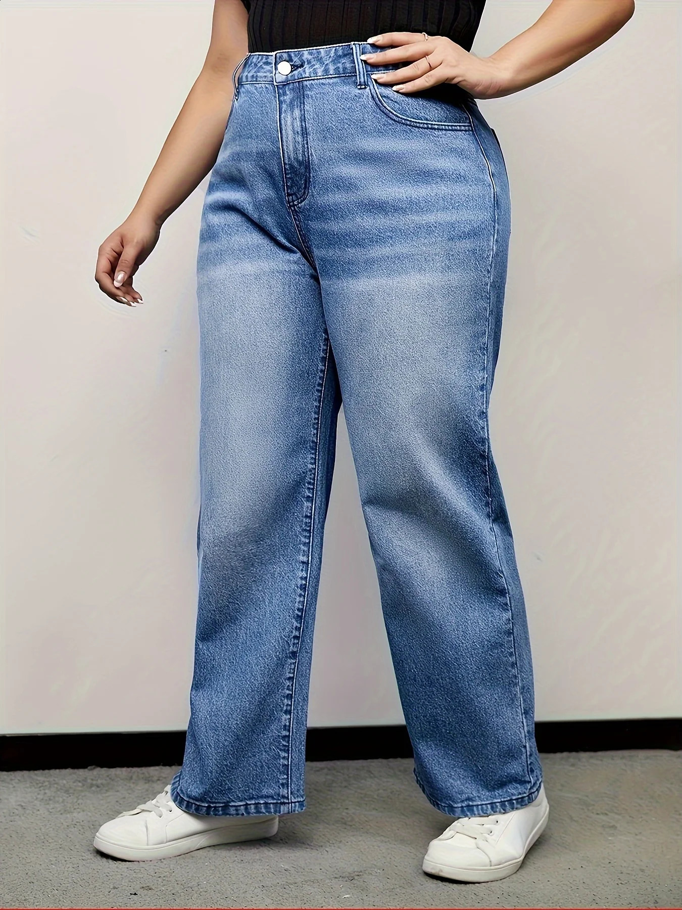 Womens loose plus size jeans 250410