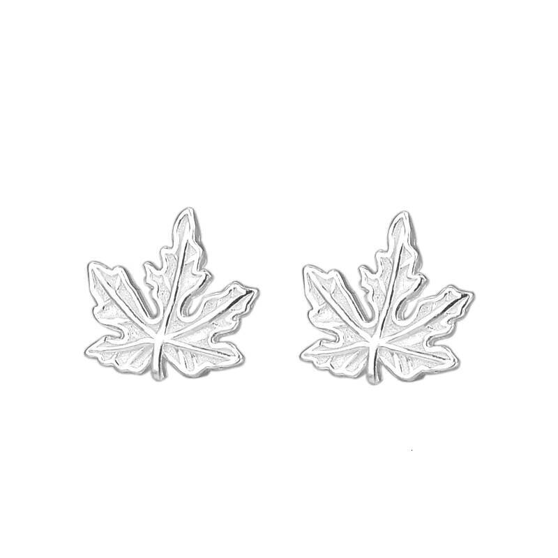 S999 Summer Maple Leaf Stud Earrings for Women Simple Fashionable Sterling Silver Ear Hook Free-Picking Commuter Accessories for