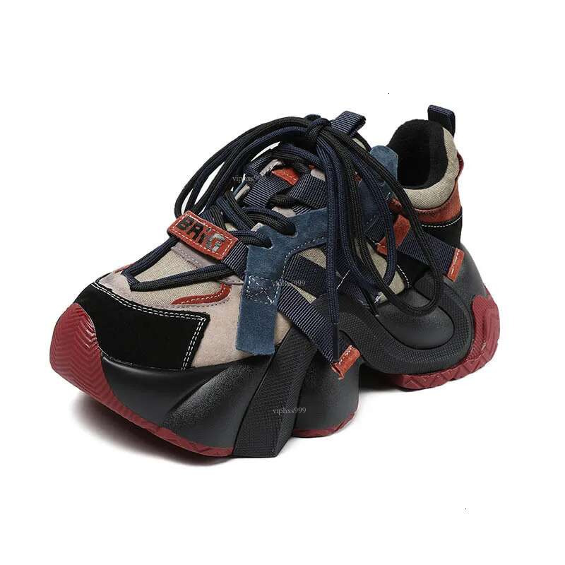 Free Shipping Designer Shoes Featuring A Thick Bottomed Sponge Cake Fashionable Color Matching Lace High Heels Dad Casual Sports Travel Single Shoes W