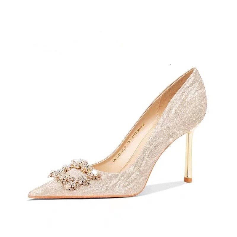 Designer Stunning Wedding Stiletto High Heels Women Winter New Pointed Toe Rhinestone High-end Single Shoes