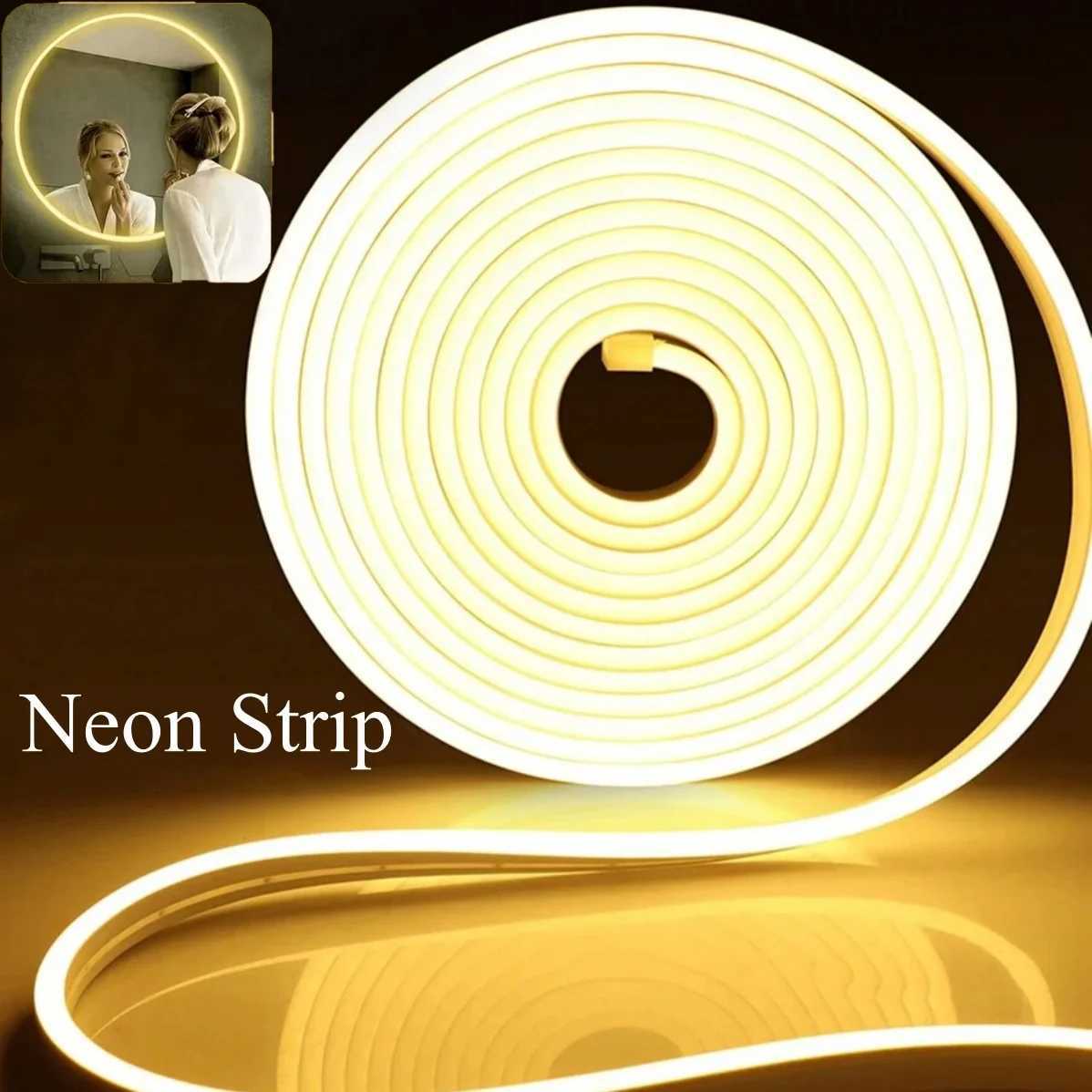 LED Neon Lights 12V Warm White LED Strip Lights Waterproof 2835 120leds/m LED Neon Rope Lights Neon LED Strip for Bedroom Indoor W251112