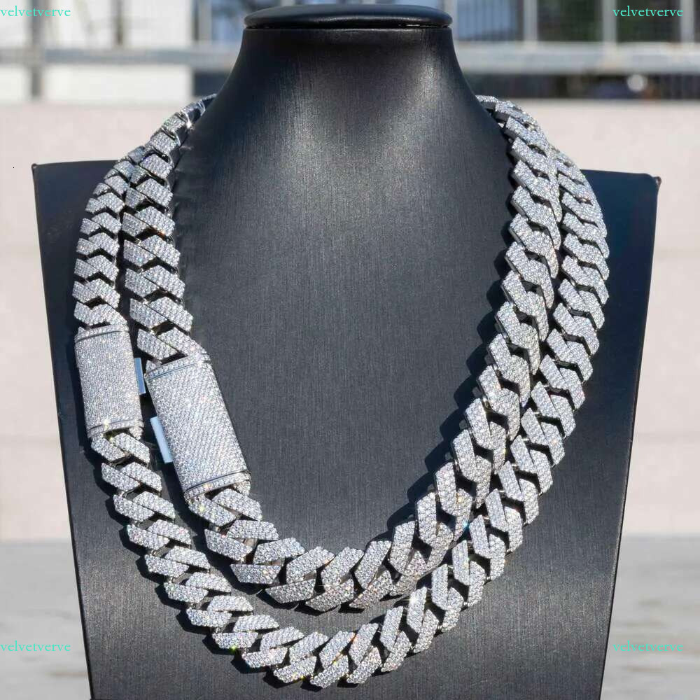 designer jewelry necklace iced out chains 20mm width fashion s sterg sier d color vvs moissanite dia cuban k chain hip hop necklaces