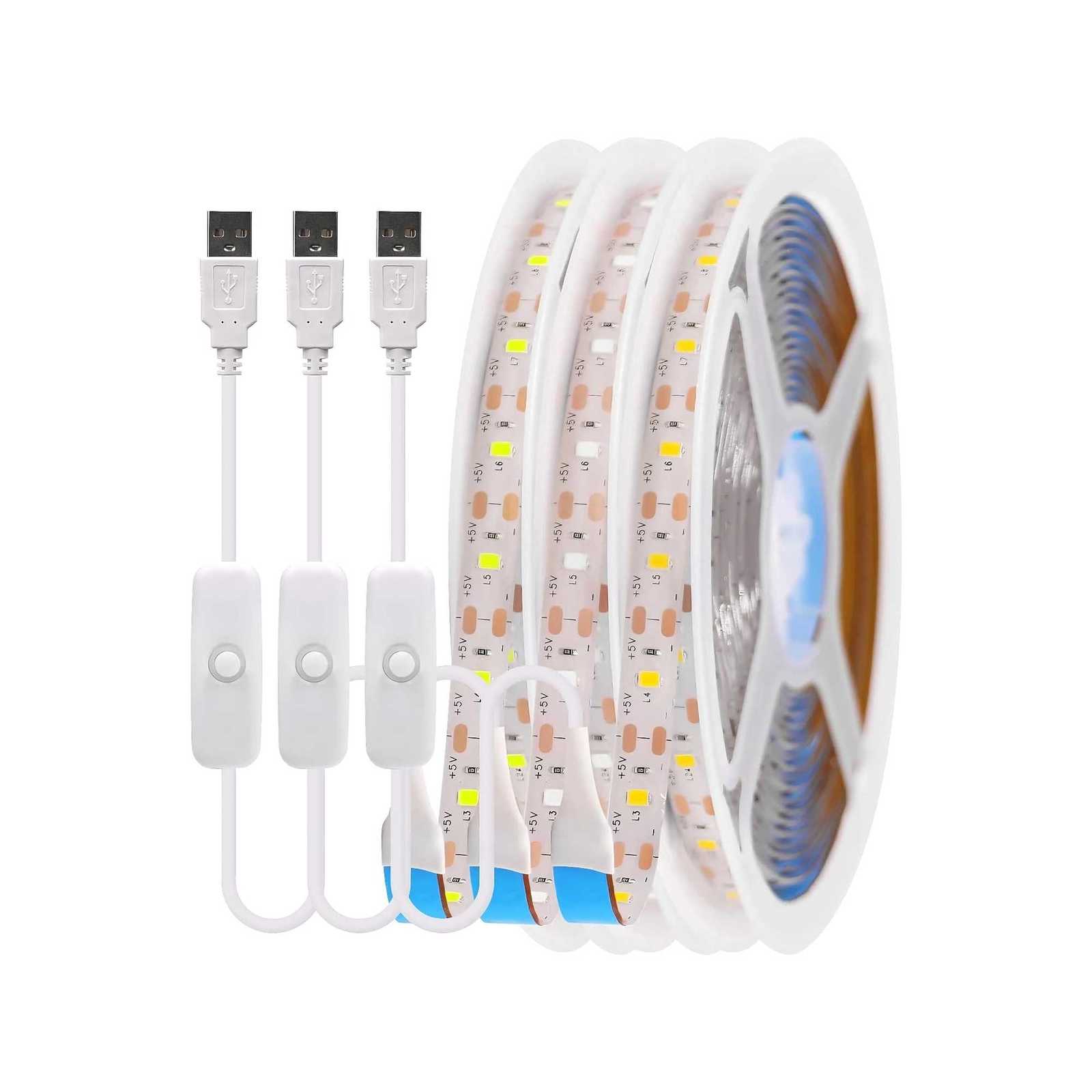 5V USB LED Strip With Switch SMD 2835 60LEDs/M Flexible Senson Light Tape Ribbon Backlight For Room Cabinet TV Lighting W251112