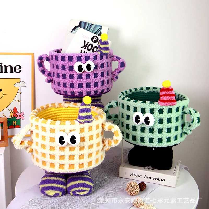 Cartoon Bigfoot Ya Little Monster Storage Basket Miscellaneous Snacks Sorting He Dopamine Lamb Velvet Cute Sorting Basket Y251112