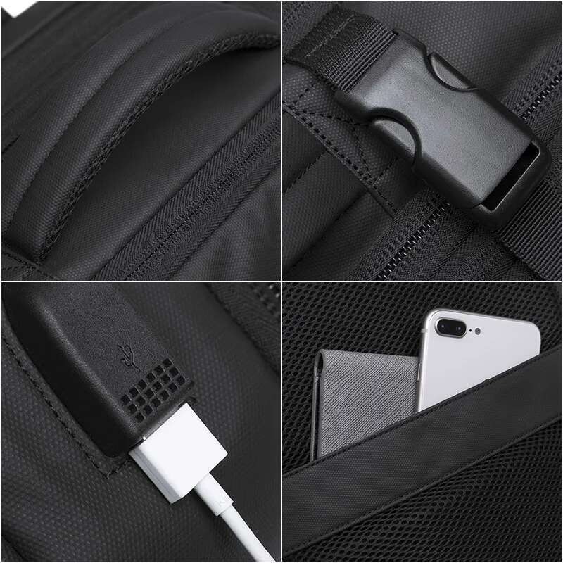BANGE Expandable Men's Waterproof 17.3 in Laptop Backpack Man Large Capacity Hiking Travel Bag Male Backpacks for Men