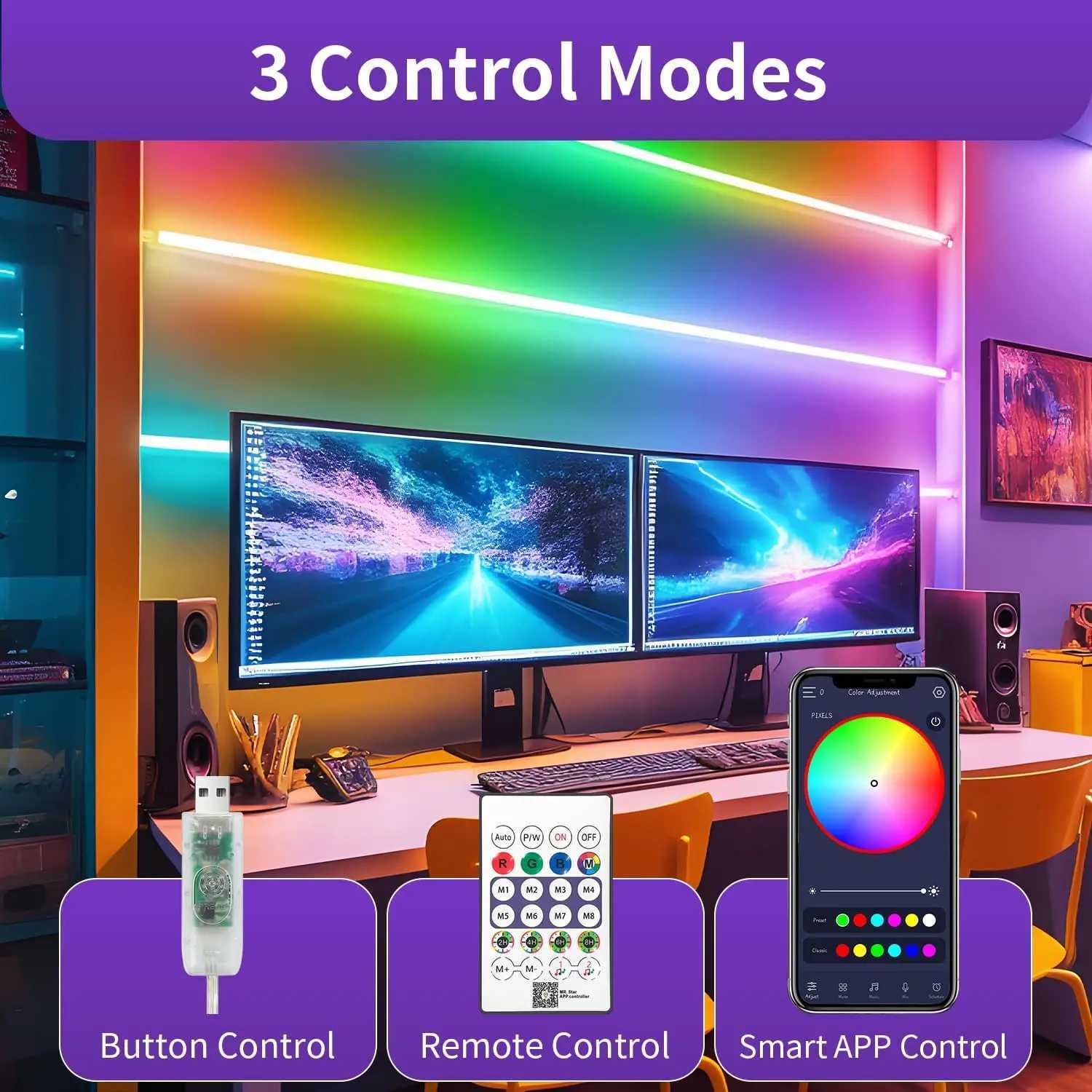 5V USB Neon LED Strip Lights 1/2/3/5M Waterproof RGBIC Neon Lamp Tape Bluetooth Remote Control For Home Party Christmas Decor W251112