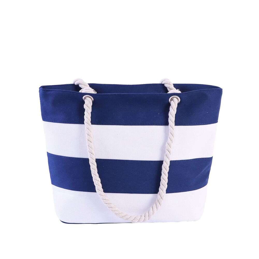 Coarse hemp rope striped patchwork for women's leisure, tourism, shopping, practical large capacity portable canvas bag