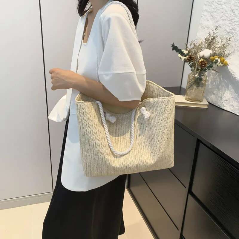 Handmade Beach Bag Trendy Straw Weave For Women Summer Brand Female Handbags Shoulder Bag Fashion Beach Basket Totes Kq1