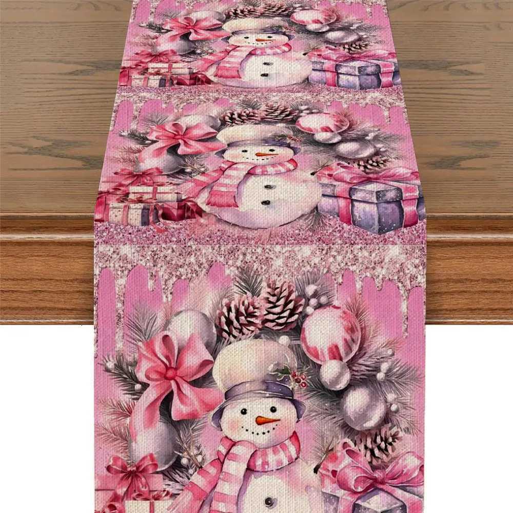 Christmas Popular New Christmas Table Flag Pink Christmas Snowman Creative Cartoon Linen Coffee Table Tablecloth Decoration Y251113