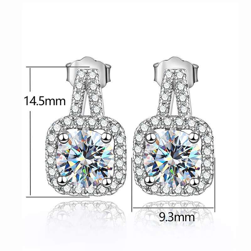 GRA 0.5ct-2ct D Color Certified Moissanite Stud Earrings Created Diamond Real 925 Sterling Silver Wedding Exquisite Jewelry