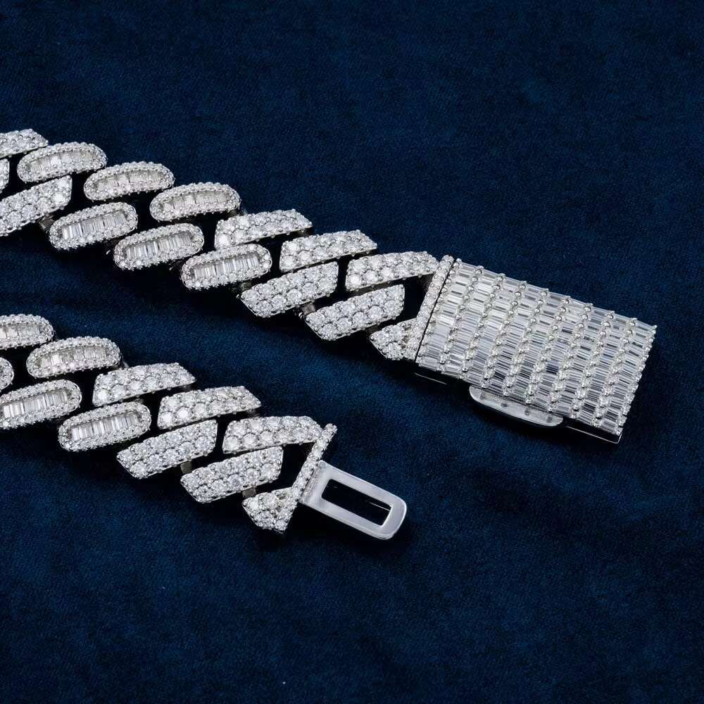 20mm Cuban Chain High Quality Moissanite Diamonds Made in 925 Sterling Silver Mens Bling Custom Jewelry at Wholesale Price