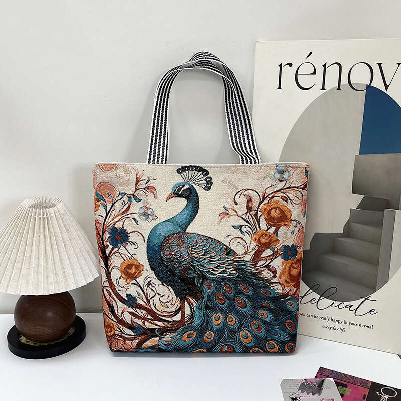 Autumn New Ethnic Style 3D Stereoscopic Butterfly Canvas Women's Embroidery Craftsmanship Large Tote Bag