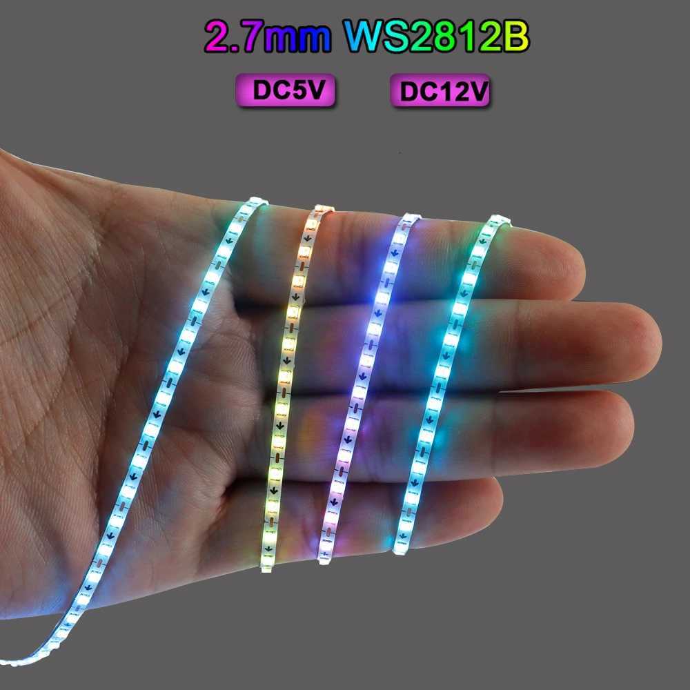 27mm WS2812B LED Strip Ultra Narrow 160Leds/M Individually Addressable RGBIC Light Strip Dreamcolor DC5V/12V W251112