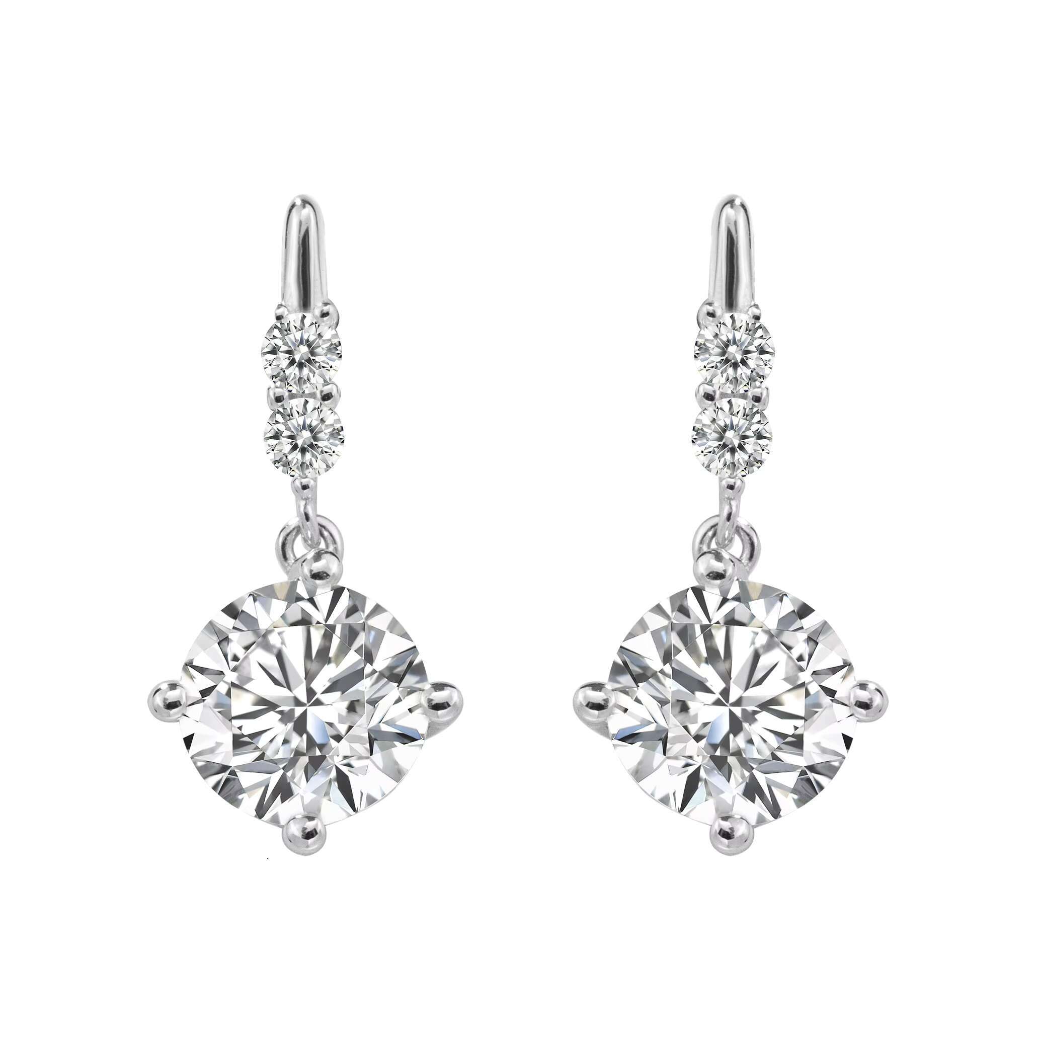 Classic White Gold Womens Wedding Jewellery Fashion 925 Silver Moissan Diamond Earrings Premium Luxury Earrings