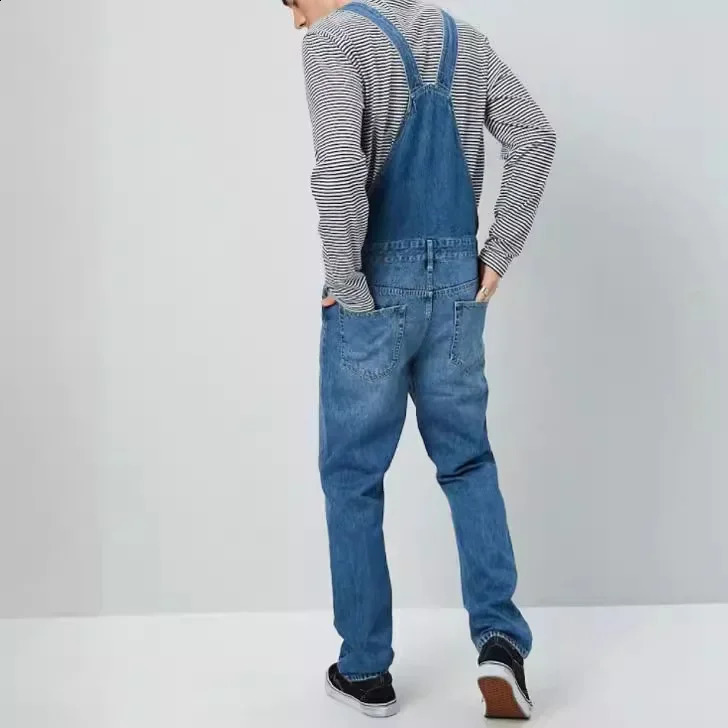 Cross border mens denim jumpsuit with jeans pants tank top sleeves and enhanced colors featuring a punk n for wear 250407