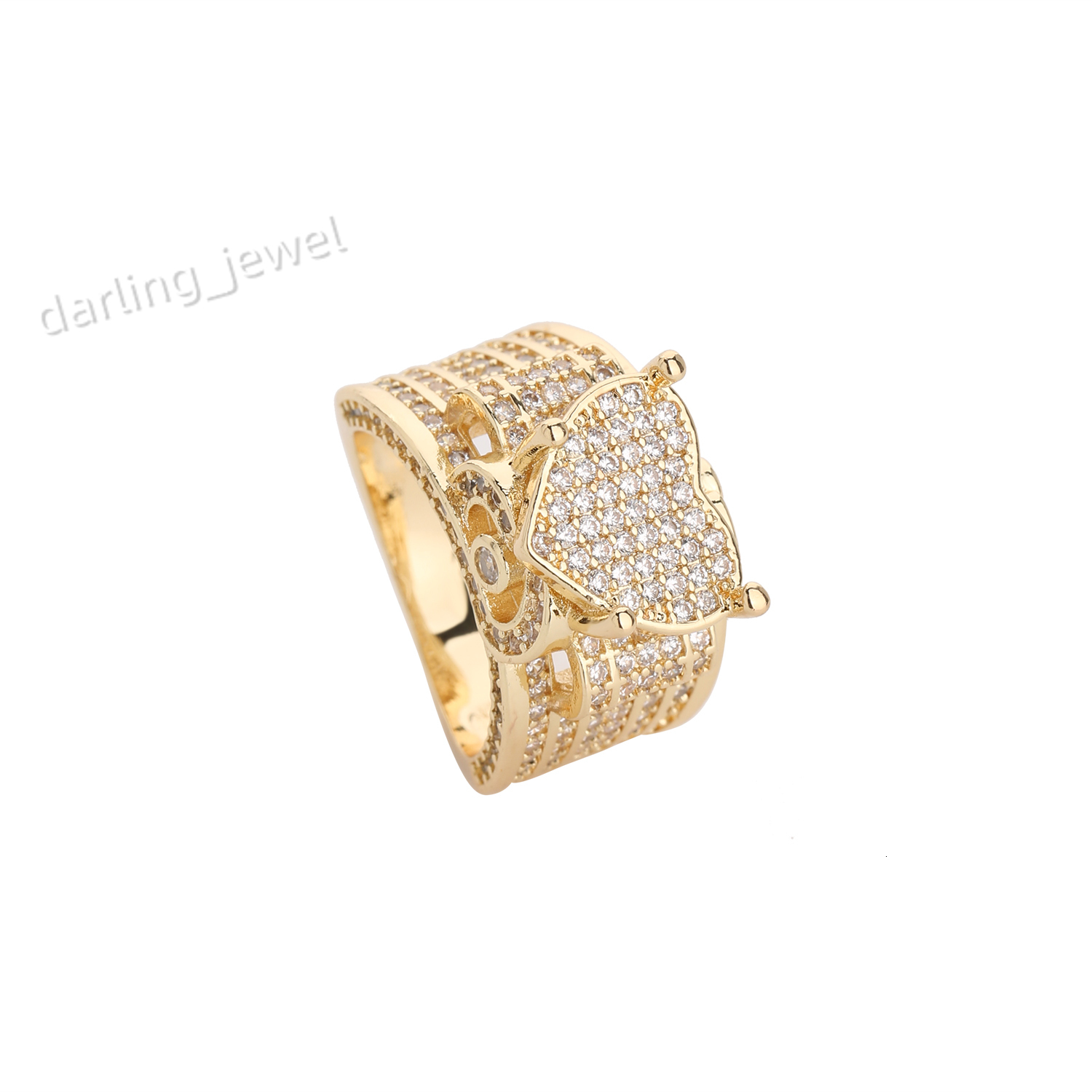 Hip Hop Micro Zirconia Design Love Ring Diamond Retro Trendy Ladies Hip Hop Style Ring