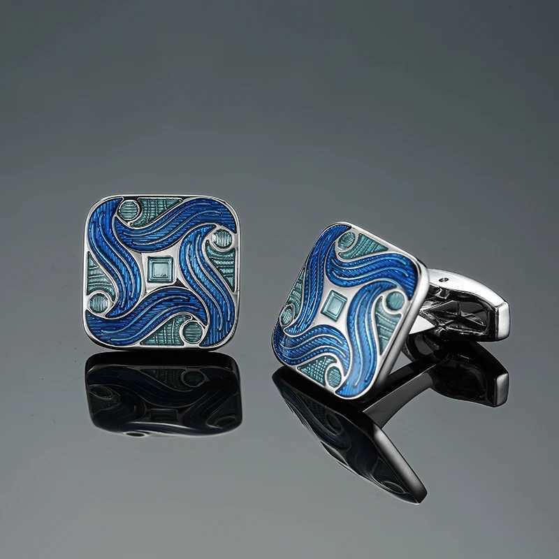 Classic French shirt cufflinks high-quality hand-painted red blue black enamel buttons mens clothing accessories jewelryT250412