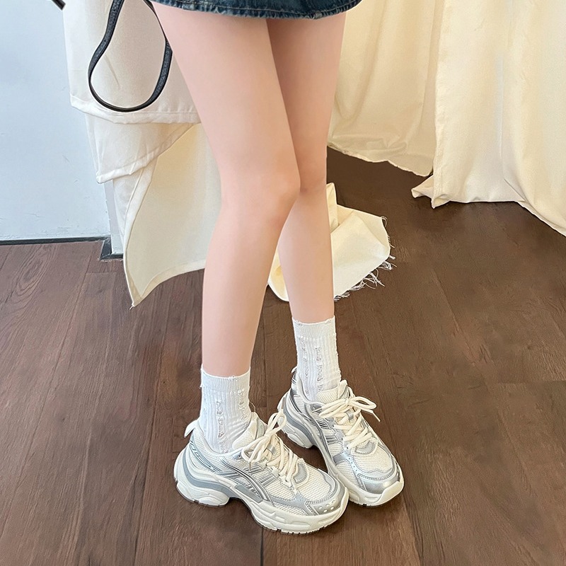 Free shipping designer thick soled shoes women black silver gray comfortable breathable wear-resisting outdoor casual shoes new