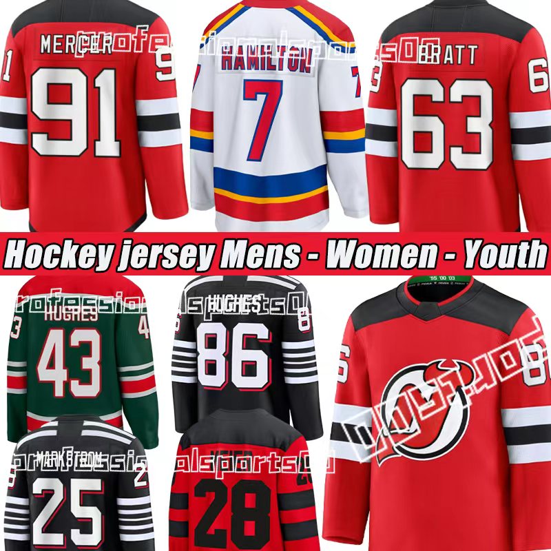 86 Jack Hughes new jersey hockey jersey devilsS jersey Jesper Bratt Timo Meier Nico Hischier Dougie HamiltonS Luke Hughes Dawson Mercers Martin Brodeur jerseys