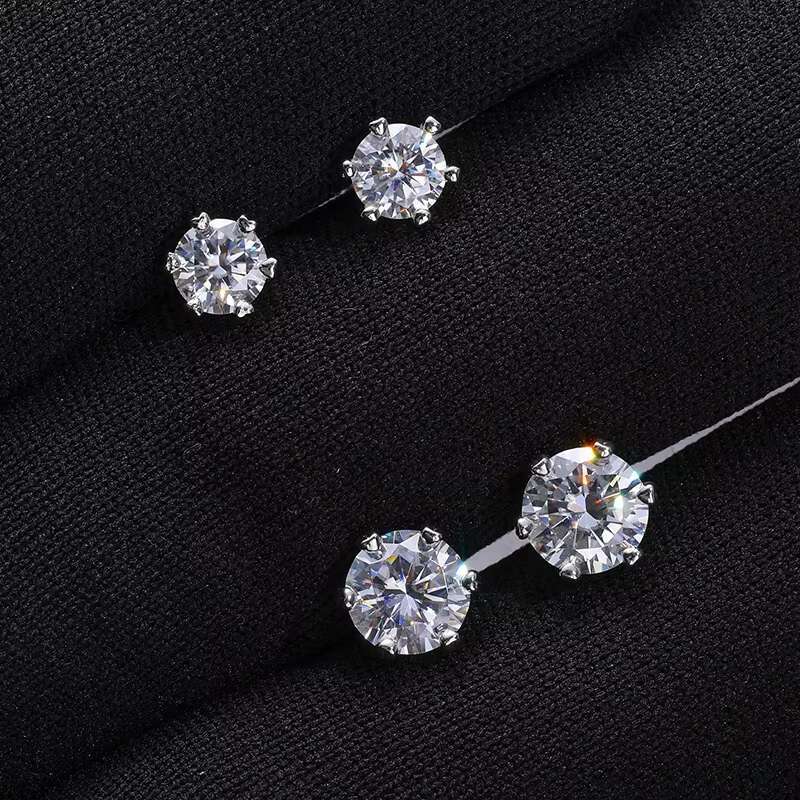 Silver Moissanite Jewelry Moissanite Earrings Screw Back Men Moissanite Earrings Other Fashion Earrings Fashion Hip Hop Jewelry