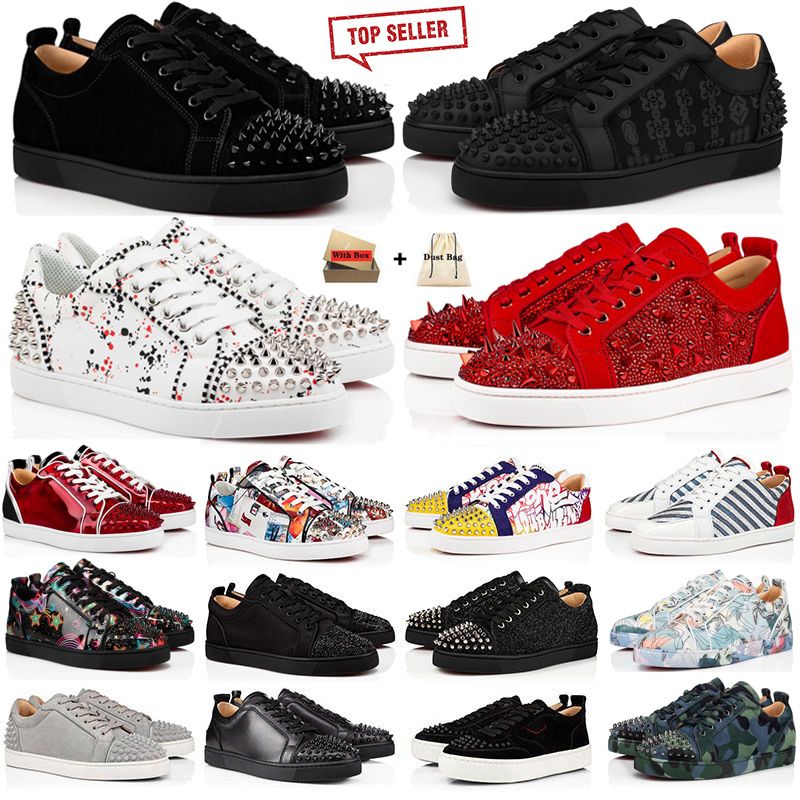With Box Designer Dress Shoes Casual Sneakers Classic fashion Black White Camo Glitter leather suede rivet velvet men women spikes trainers sports platform shoe