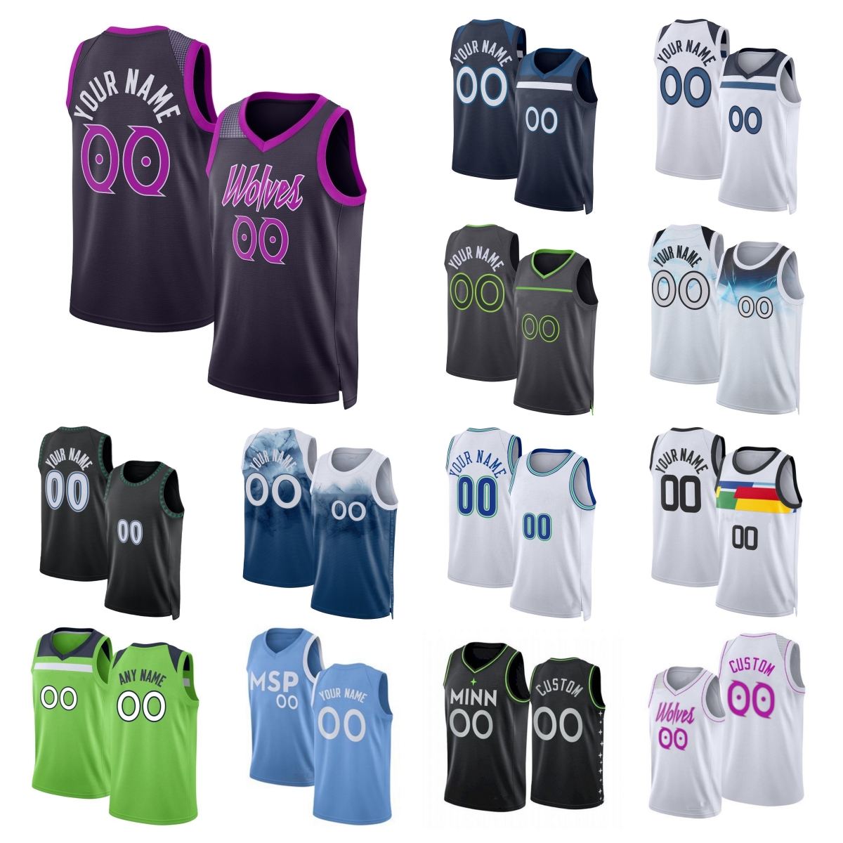 Anthony Edwards Jersey City Basketball Julius Randle Jaden McDaniels Donte DiVincenzo Rudy Gobert Naz Reid Mike Conley Rob Dillingham Jaylen Clark Bones Hyland