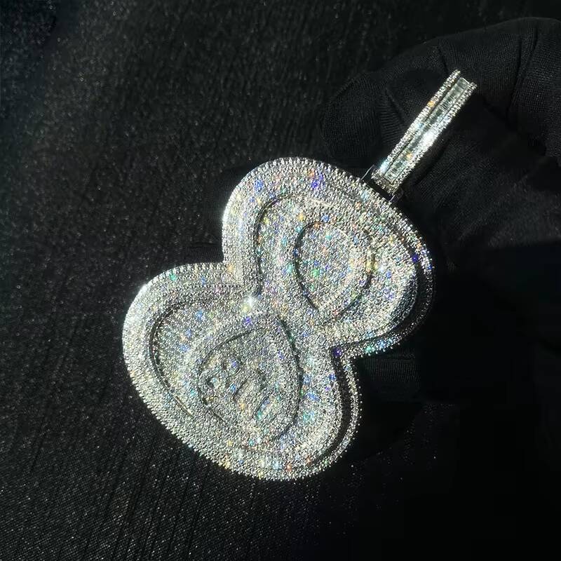 2022 New Design Iced Out Bling 925 Silver 10mm Baguette VVS Moissanite Clustered Tennis Chain