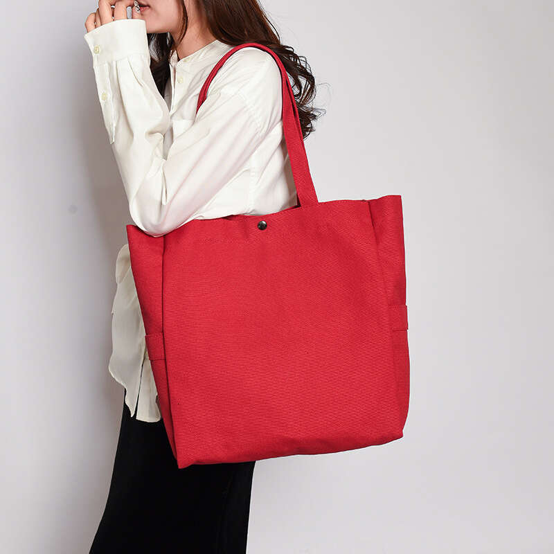 Canvas Korean version artistic solid color large capacity single shoulder tote for versatile work ins women's commuting bag