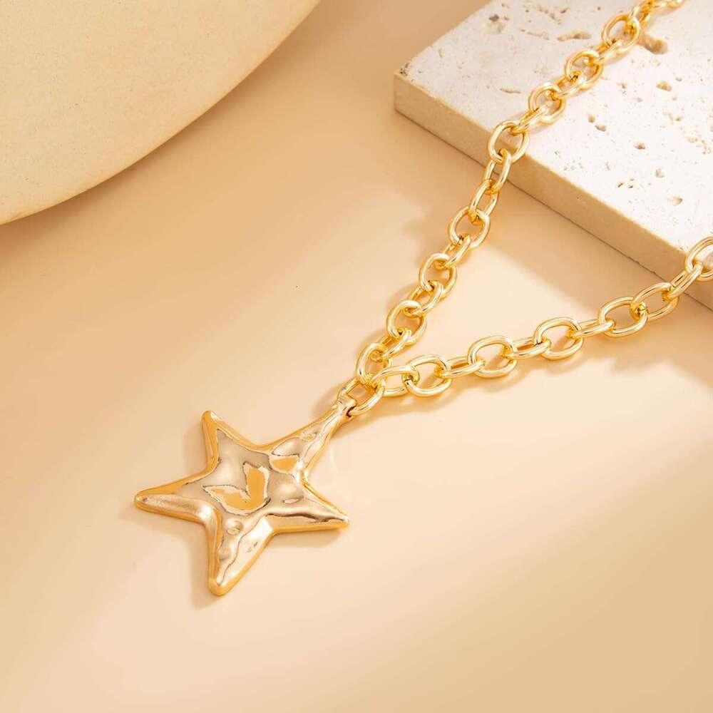 Chunky Gold Statement Necklace Dainty Adjustable Thick Chain Star Pendant Necklaces Trendy Jewelry for Women