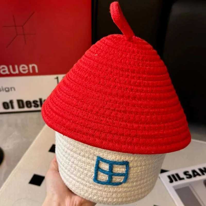 Cartoon House Shape Cotton Rope Woven Storage Basket Sundries Snacks Basket Kids Toys Container He Desktop Organizer Y251112
