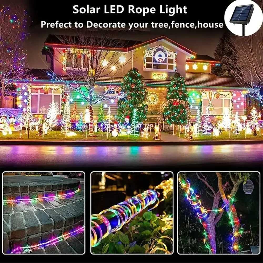 Outdoor Solar Tube Rope Led Light Garden Christmas Decoration 22m/12m Xmas Wedding Garland WaterProof String Light Fairy Strip M251113